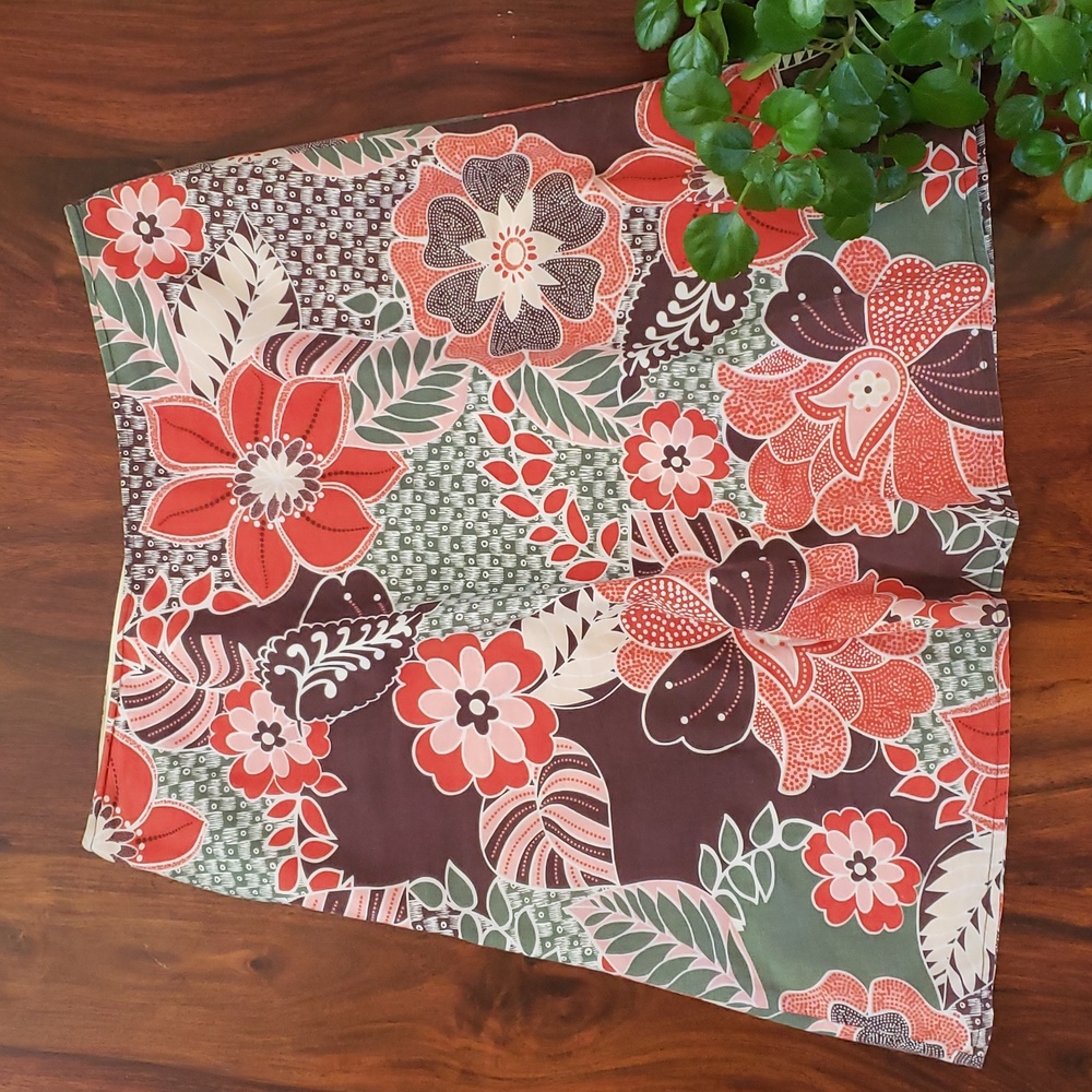 Vintage St. John's Bay Boho Floral Cotton A-Line Skirt Orange Green 12 Petite - Picture 3 of 11